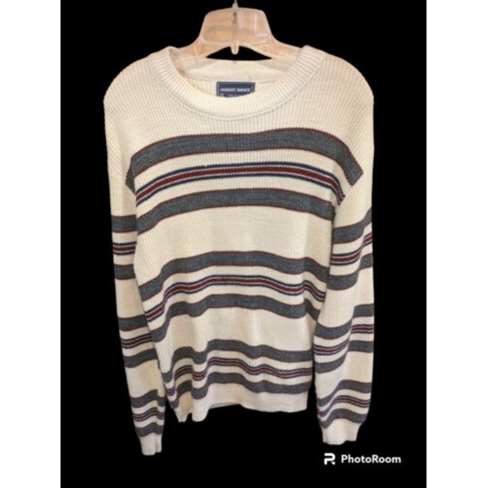 Vintage Robert Bruce Wool Blend Sweater Mens L Taupe Union Made In USA